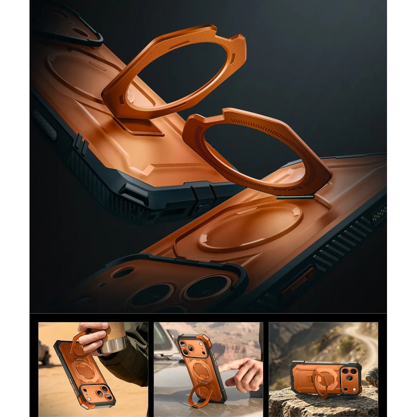 Handyhülle für iPhone 18 Pro / 17 Pro, Supcase UB Grip Mag mit MagSafe, Grau-Transparent-Orange (5/10)