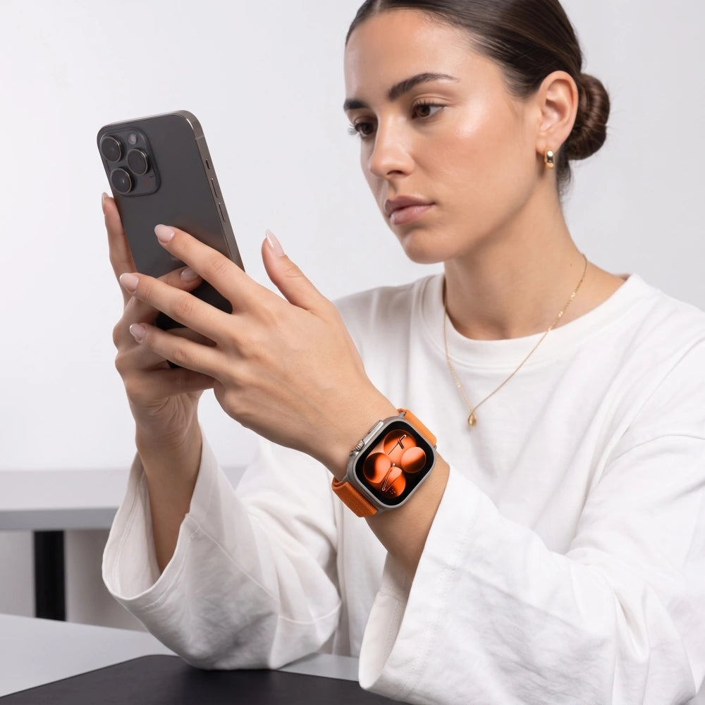 Armband für Apple Watch 44/45/46/49 mm, Tech Protect Nylon Pro, Orange (5/8)
