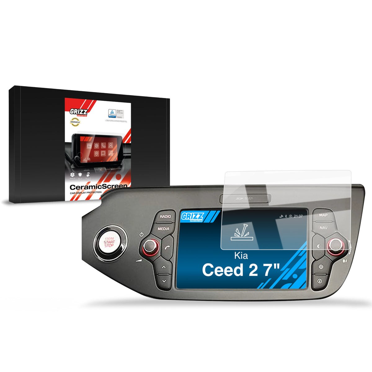 Keramische Autodisplayfolie für Kia Ceed 2 (2015-2018), Grizz Protector