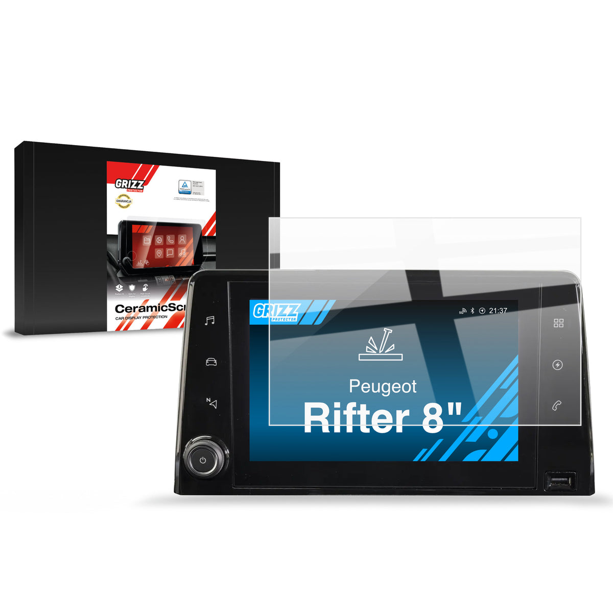 Keramische Autodisplayfolie für Peugeot Rifter (2018-2023), Grizz Protector