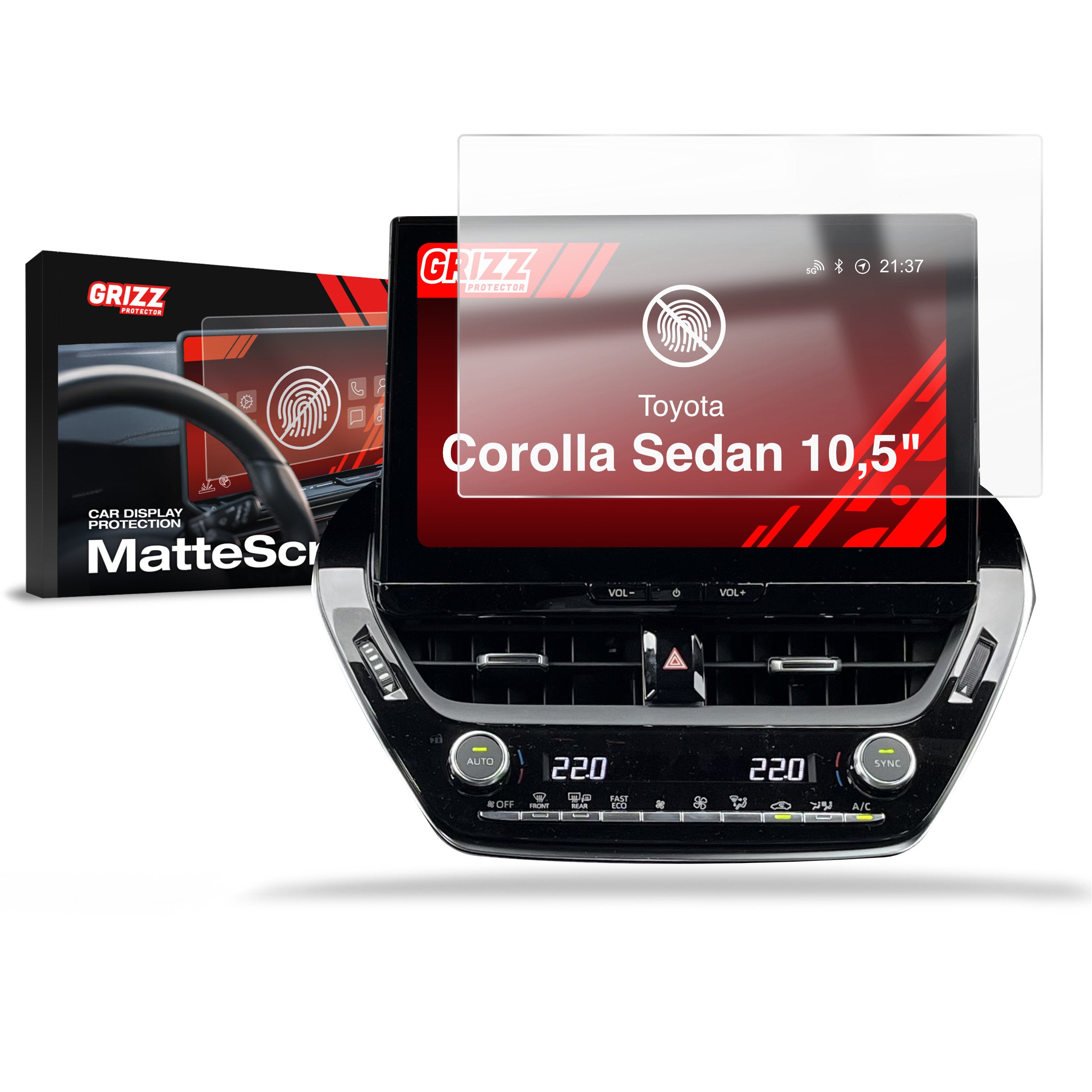 Matte Autodisplayfolie für Toyota Corolla Sedan 10,5" (2022-2026), Grizz Protector