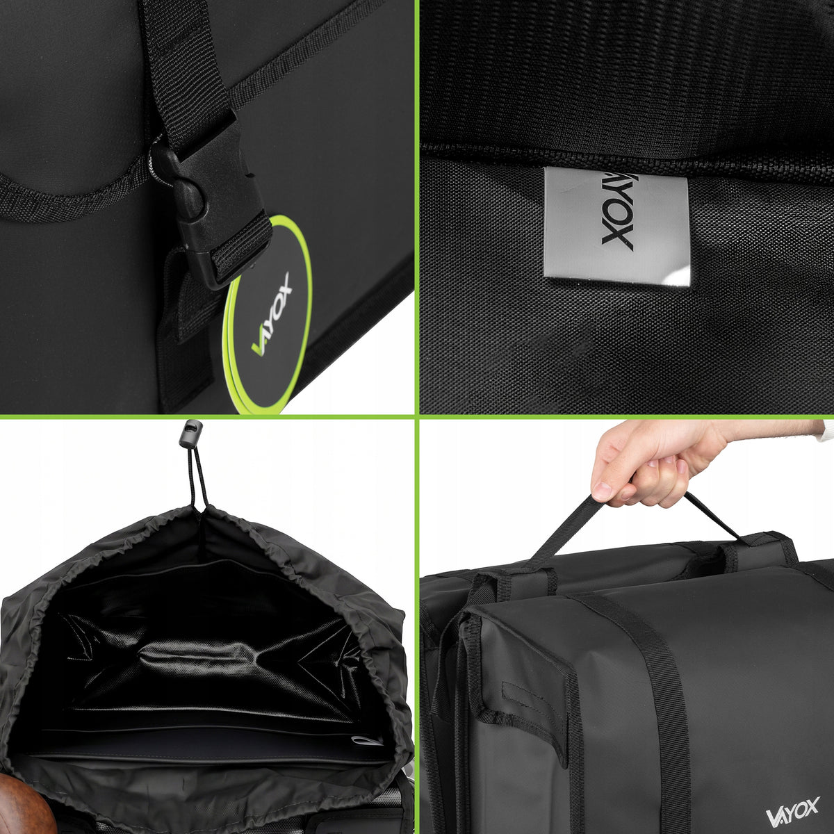 Fahrradtasche für den Gepäckträger, doppelt mit Griff, Vayox VA0446 40L, Schwarz