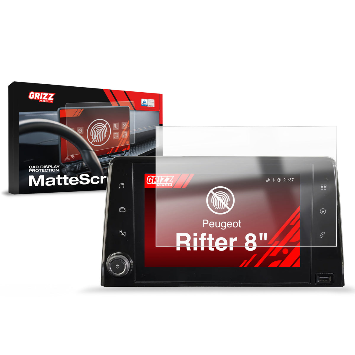 Matte Autodisplayfolie für Peugeot Rifter (2018-2023), Grizz Protector