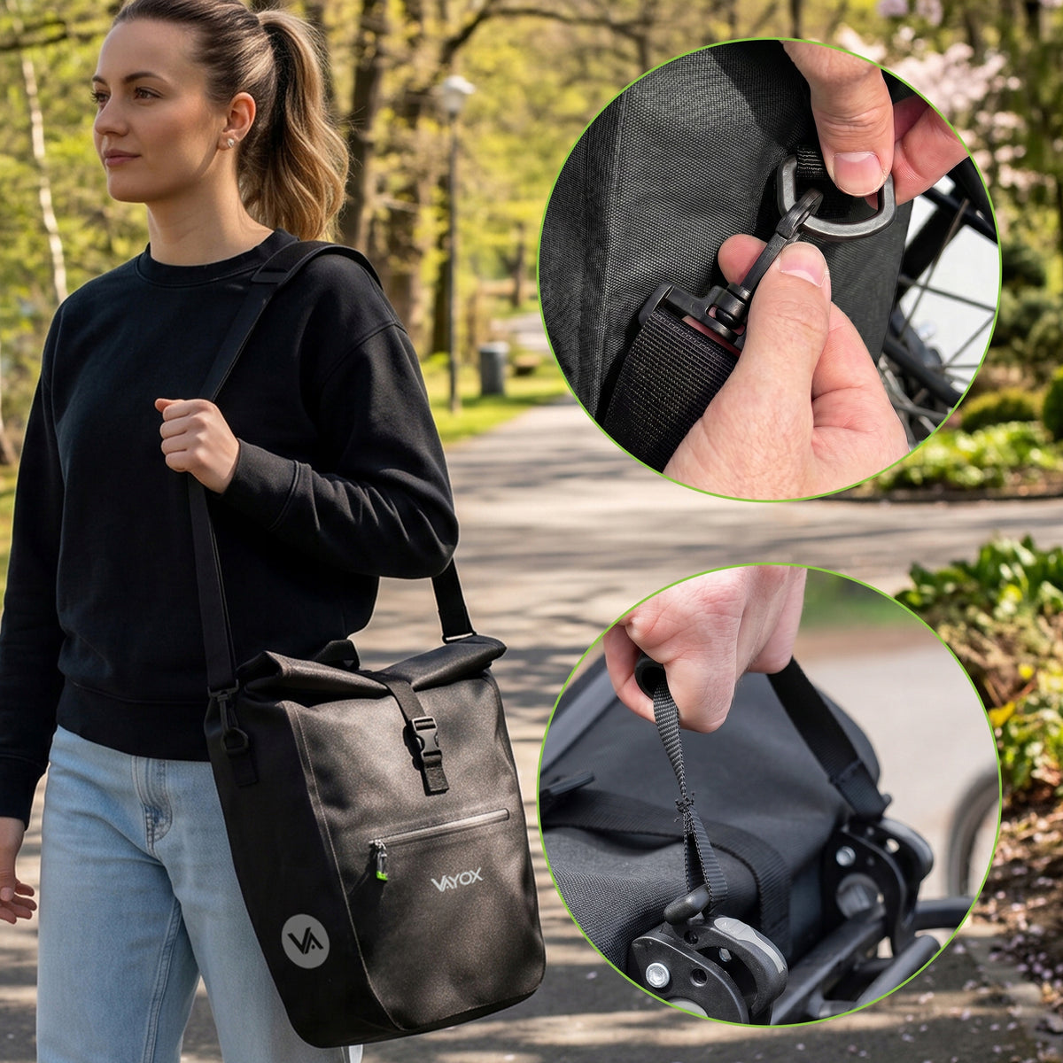 Fahrradtasche für den Gepäckträger, Vayox VA0445B 25L, Schwarz