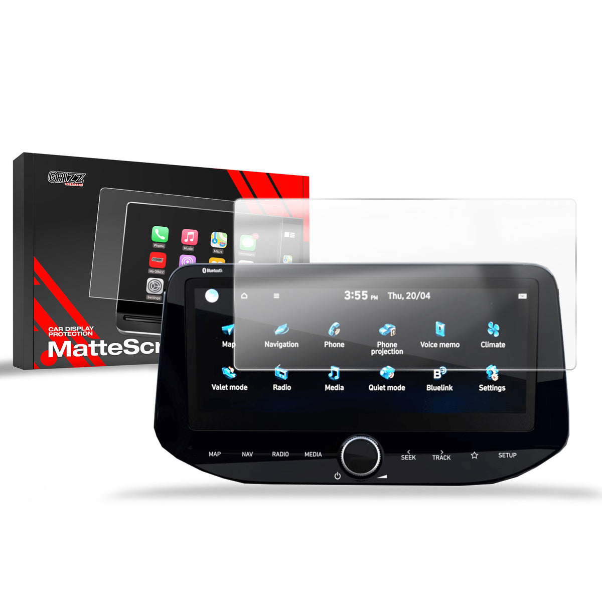 Matte Autodisplayfolie für Hyundai Bayon 10,25" (2024-2026), Grizz Protector