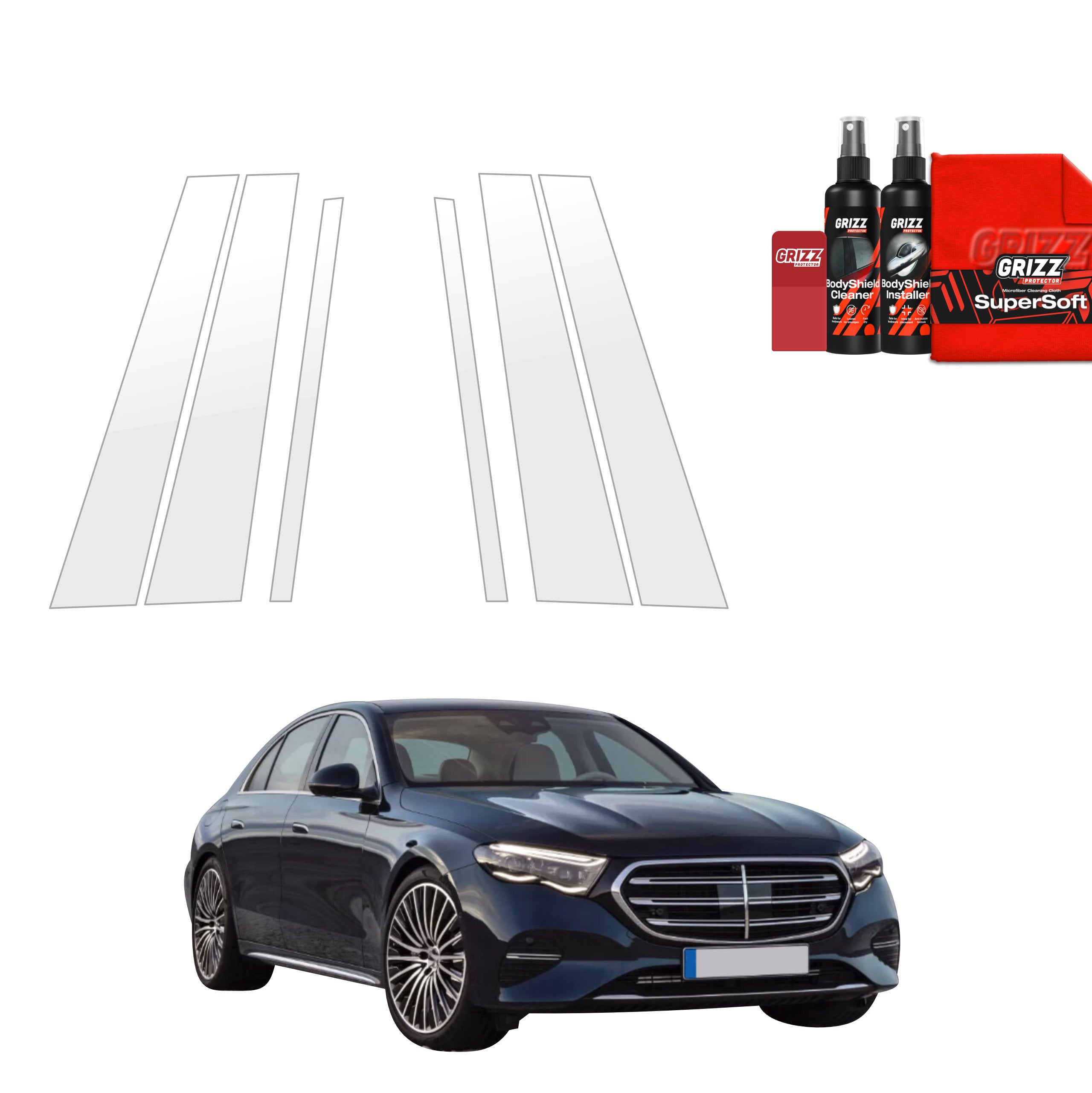 6in1 Schutzfolie Grizz Protector für B-C-Säule - Mercedes E Klasse (2016-2023)