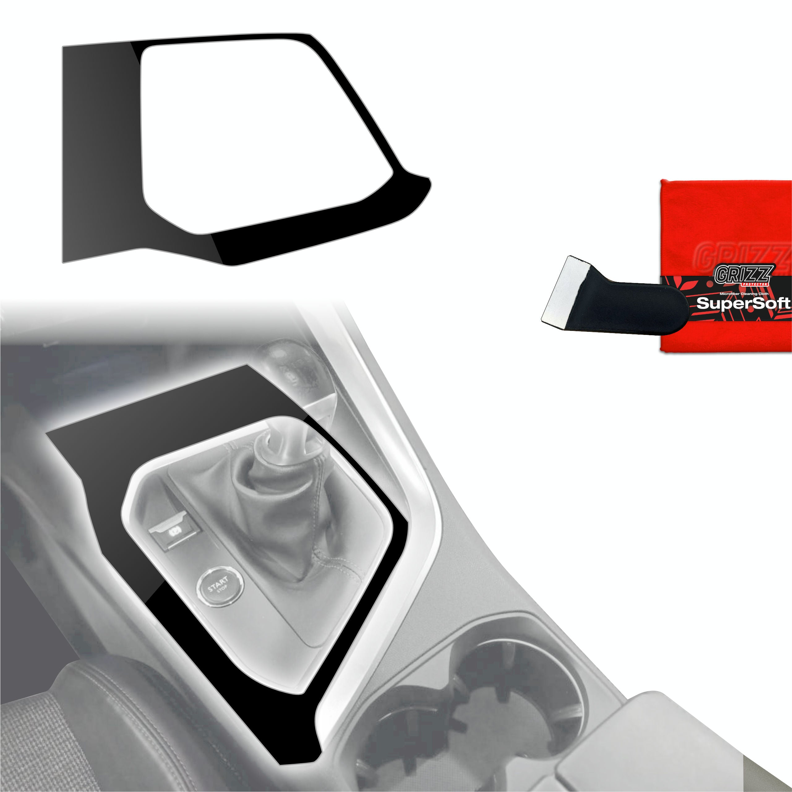 Schutzfolien Grizz Protector für Mittelkonsole - Peugeot 3008 (2016-2020) Schwarz Glanz