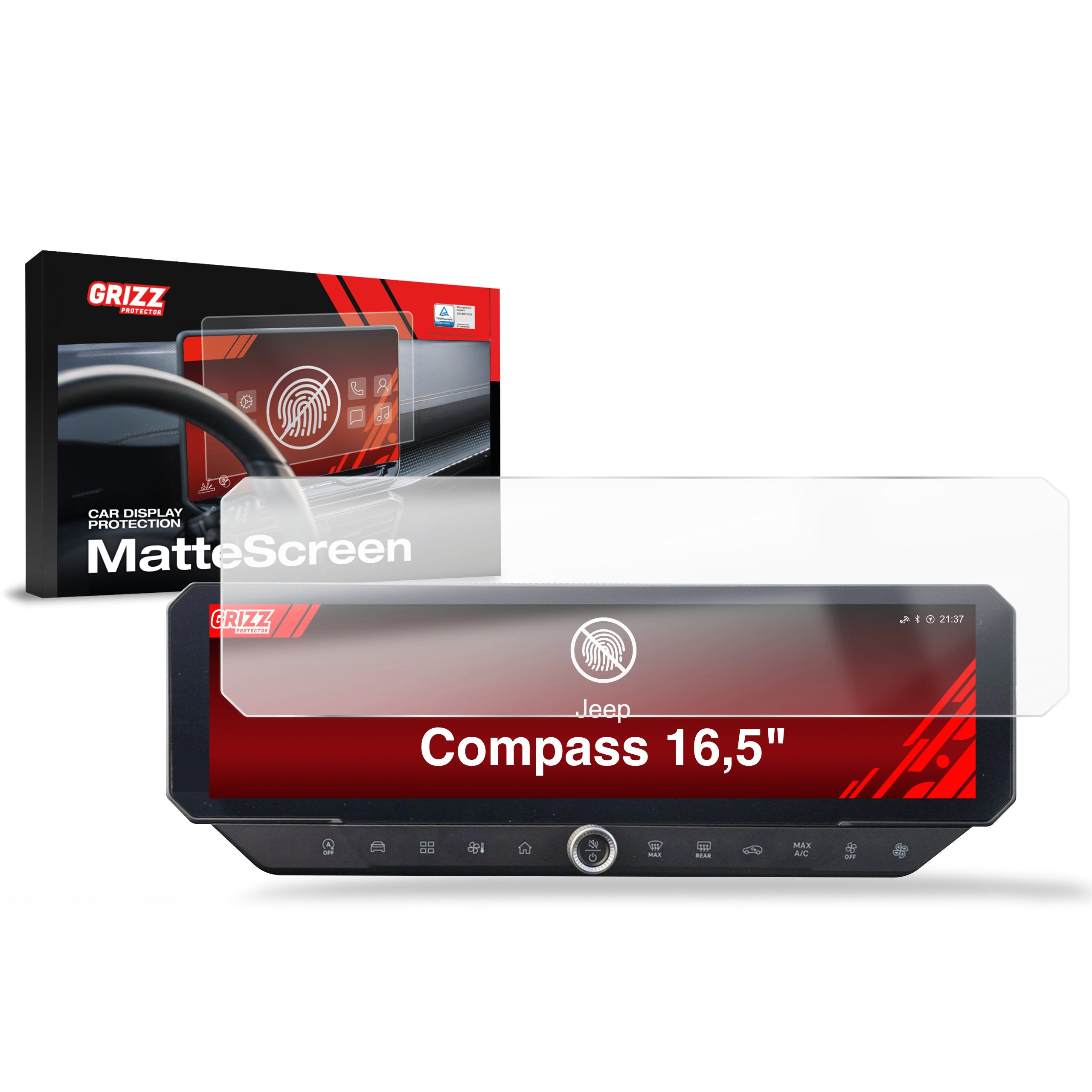 Matte Autodisplayfolie für Jeep Compass 16,5" (2025-2026), Grizz Protector