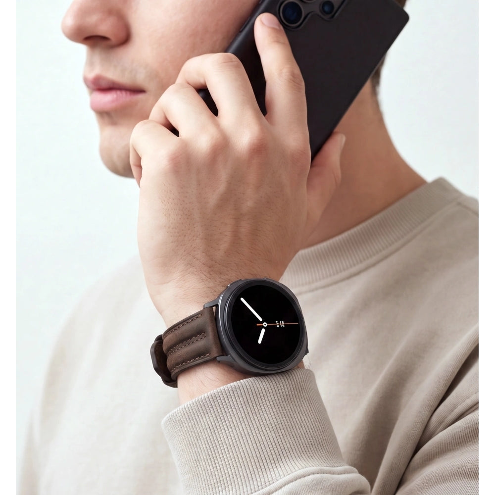 Armband für Galaxy Watch 9 44mm / 40mm / 8 44mm / 8 40mm / 8 Classic, Tech-Protect Leatherfit Craft, Braun (5/7)