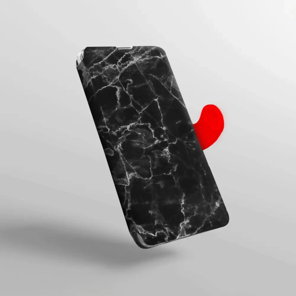 Handyhülle mit klappe für Oppo Reno16 5G, Mobiwear Book, Schwarzer Marmor