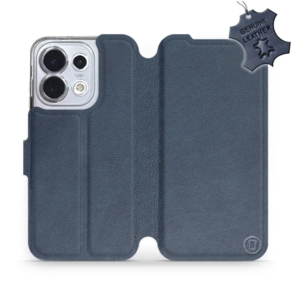 Echtleder Handyhülle für Oppo Reno16 5G, Mobiwear Leather, Dunkelblau