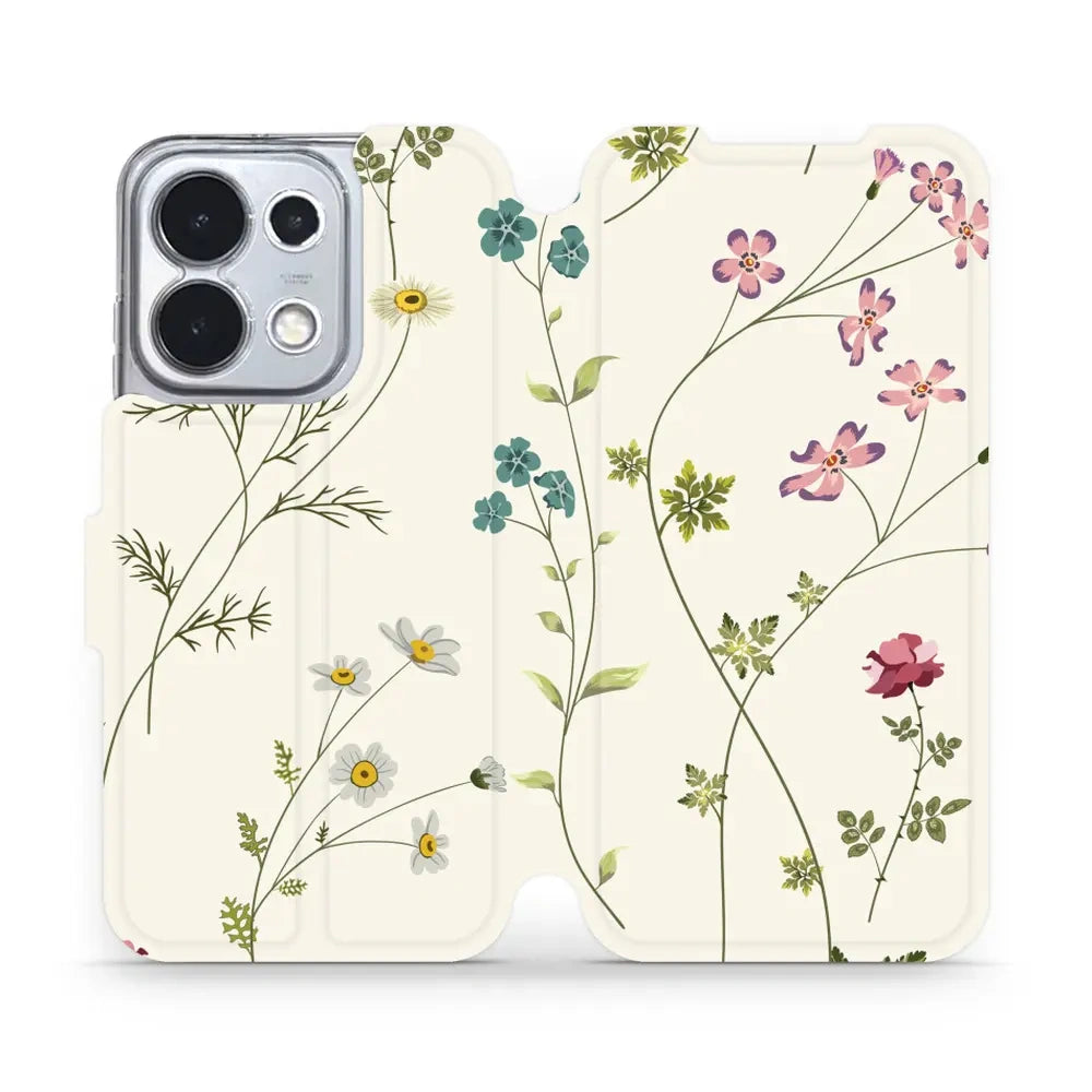 Handyhülle mit klappe für Oppo Reno16 Pro 5G, Mobiwear Book, Feldblumen
