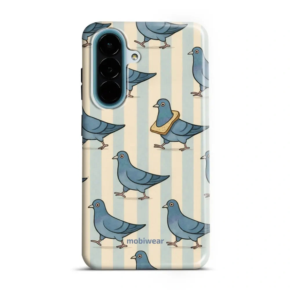 Handyhülle für Galaxy A27 5G, Mobiwear Elite Pro, Blaue Tauben
