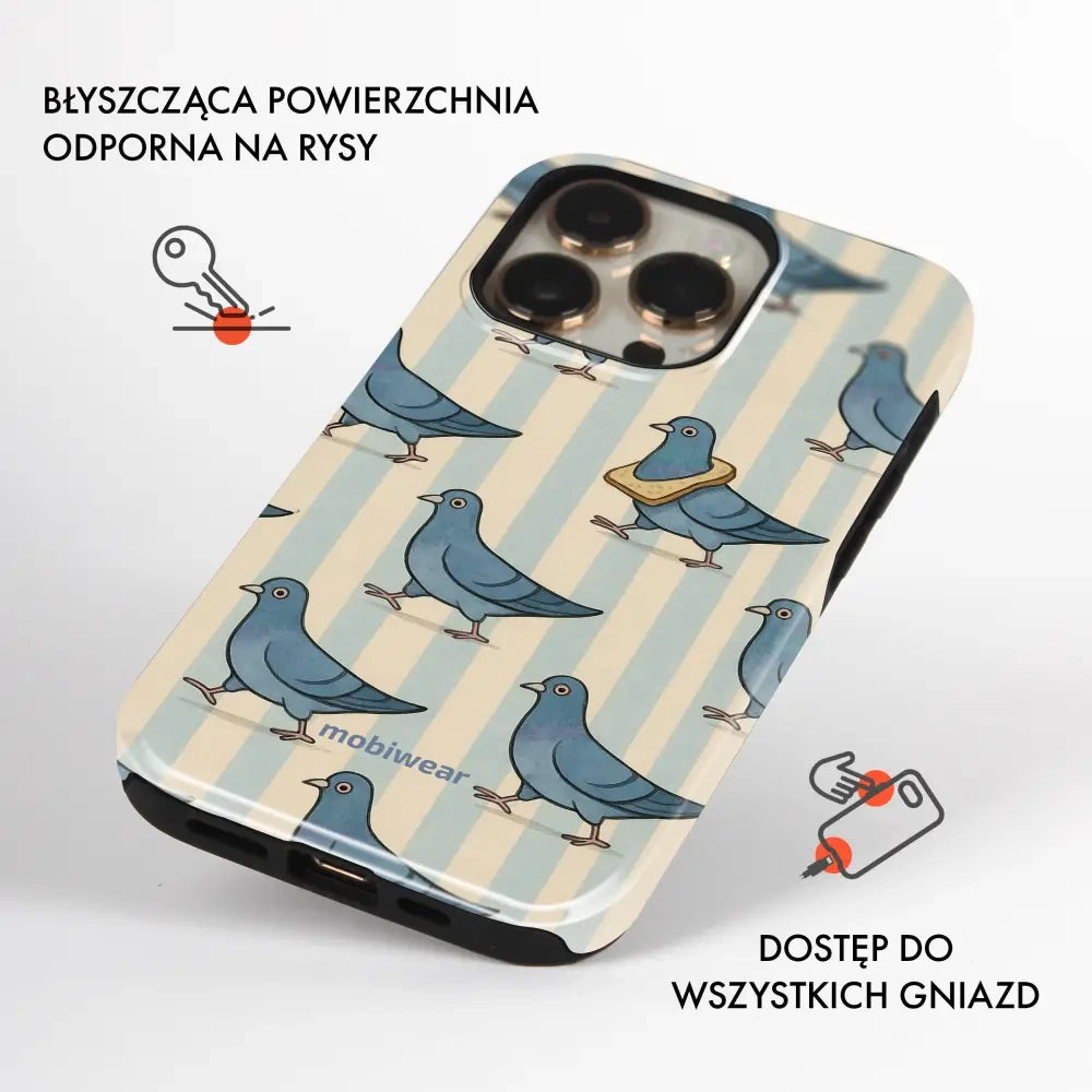 Handyhülle für Galaxy A27 5G, Mobiwear Elite Pro, Blaue Tauben