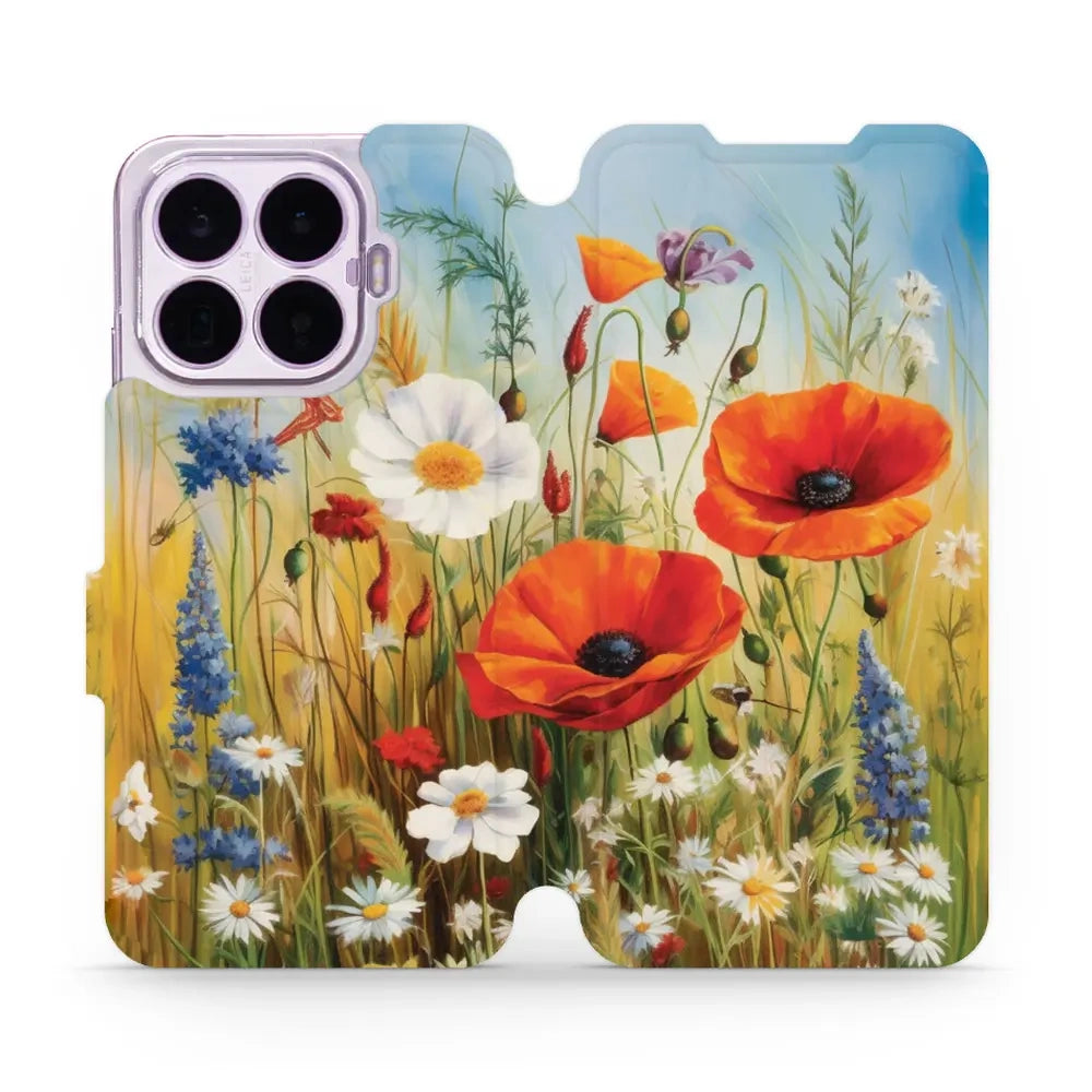 Handyhülle mit klappe für Xiaomi 17T Pro, Mobiwear Book, Wiesenblumen