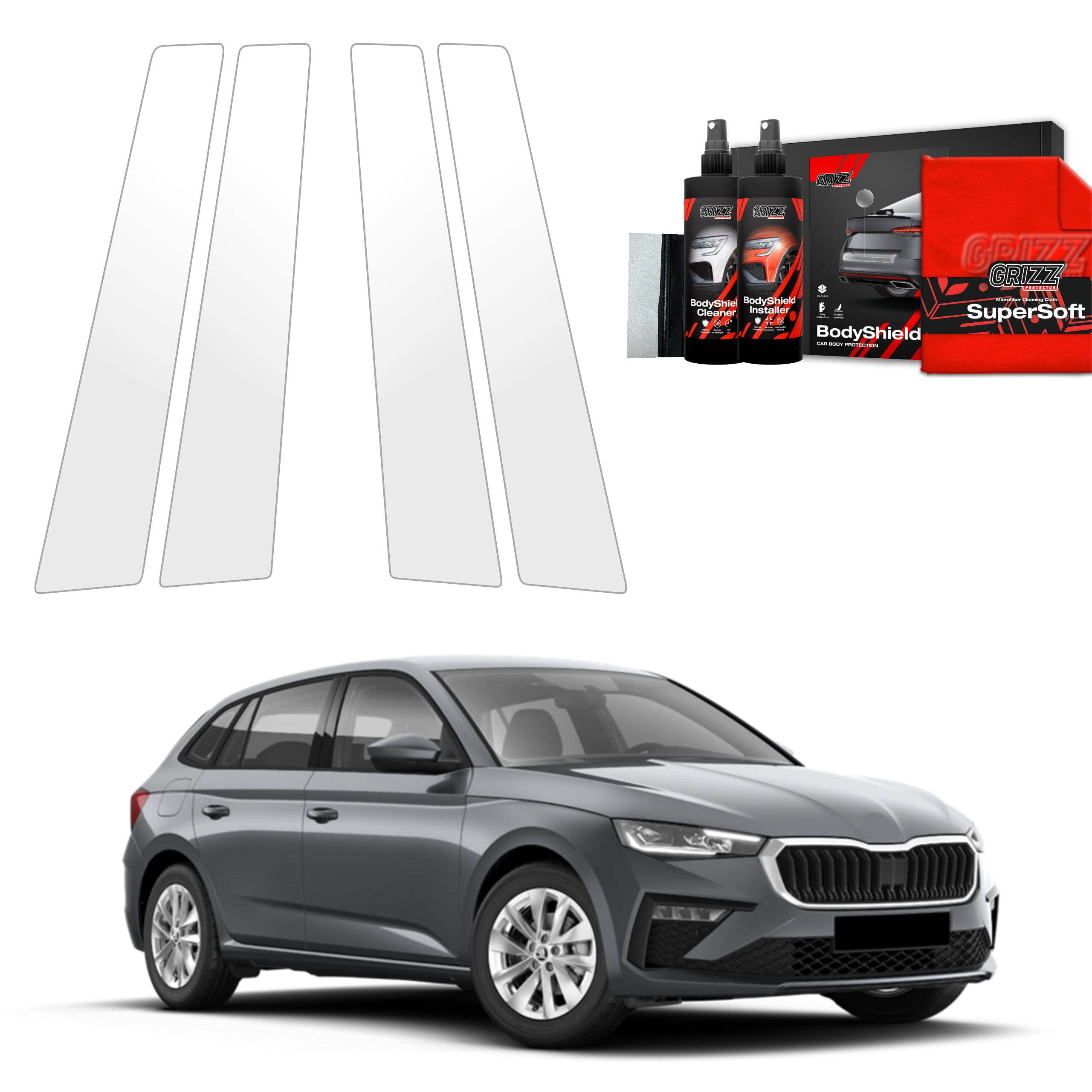 4in1 Schutzfolie Grizz Protector für B-Säule - Skoda Scala (2023- 2025)