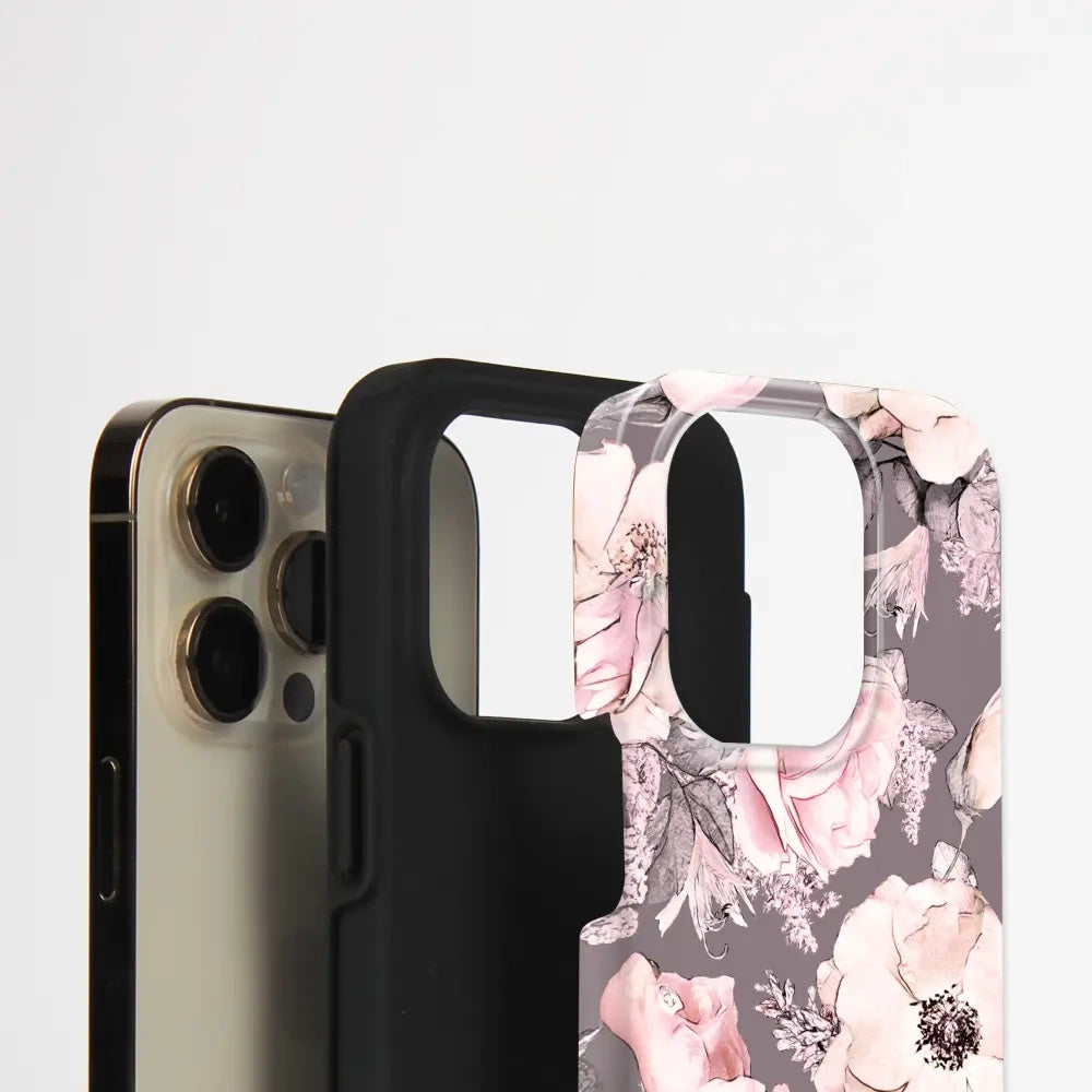 Handyhülle für iPhone 18 Pro, Mobiwear Elite Pro, Rosa-Blumig
