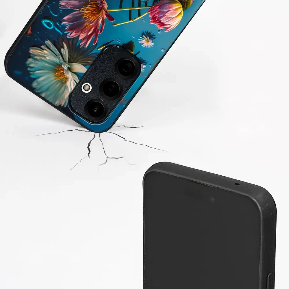 Handyhülle für iPhone 18 Pro Max, Mobiwear Glossy Case, Blau-Blumig