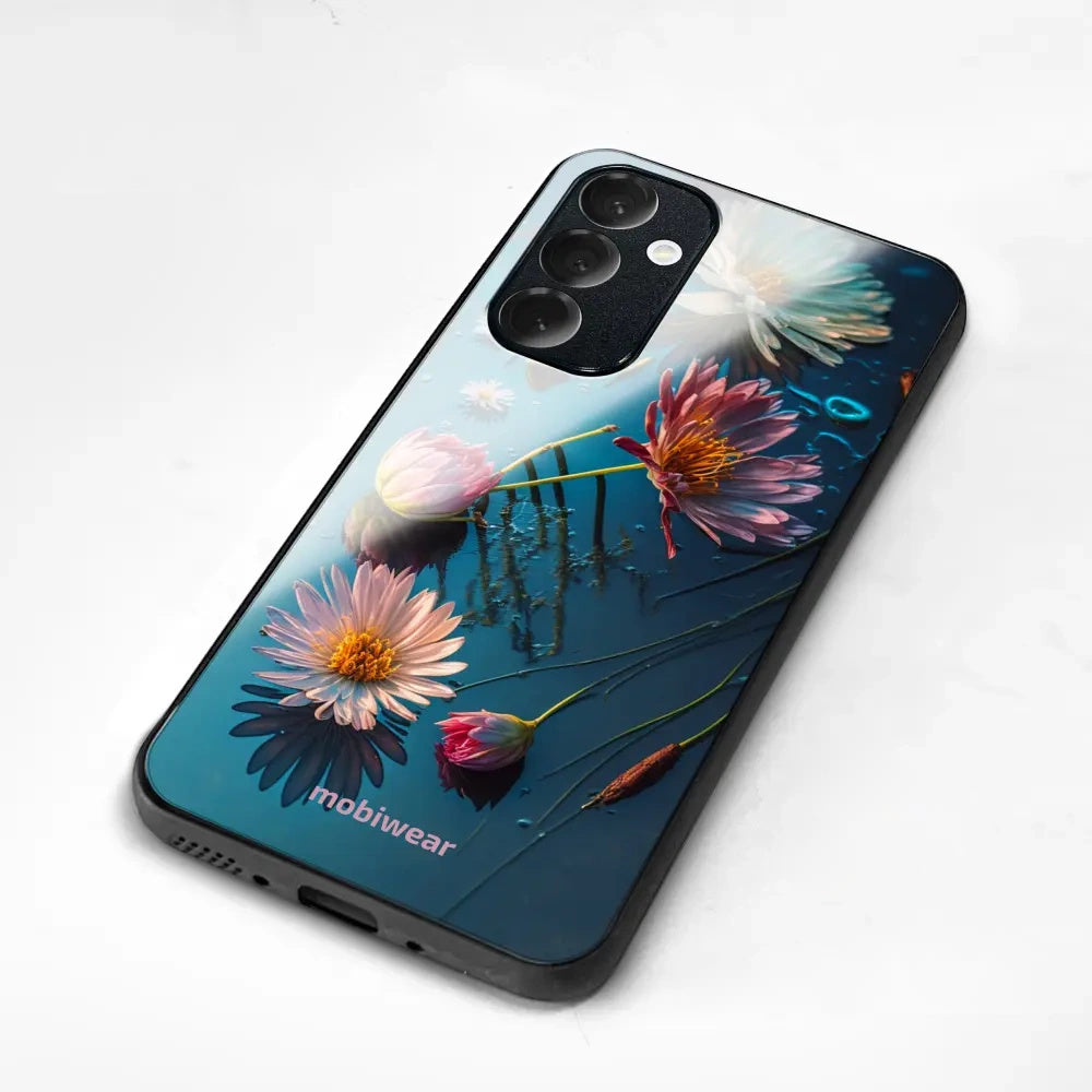 Handyhülle für iPhone 18 Pro Max, Mobiwear Glossy Case, Blau-Blumig