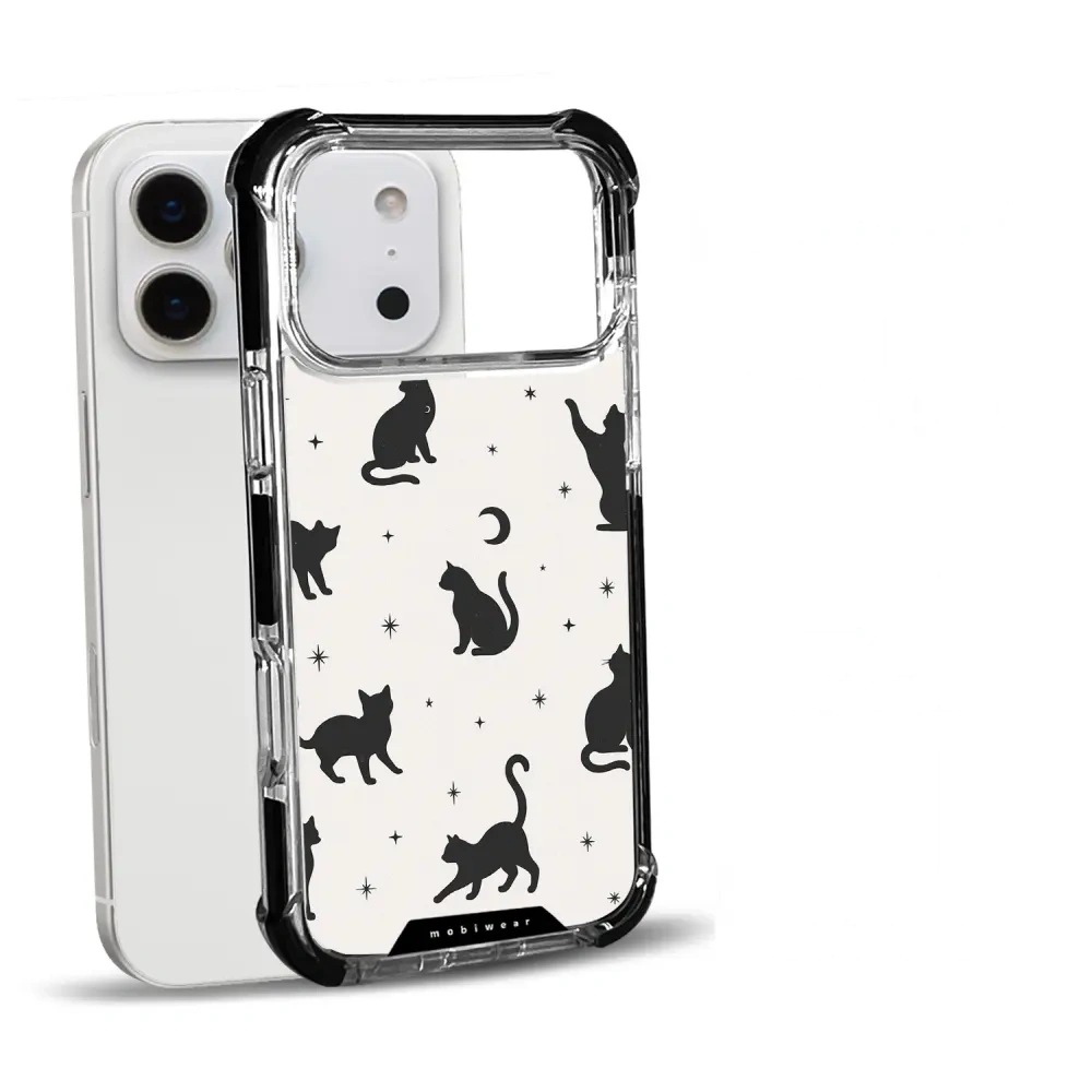 Handyhülle für iPhone 18 Pro Max mit MagSafe, Mobiwear Elite Bumper, Katzen-Nacht