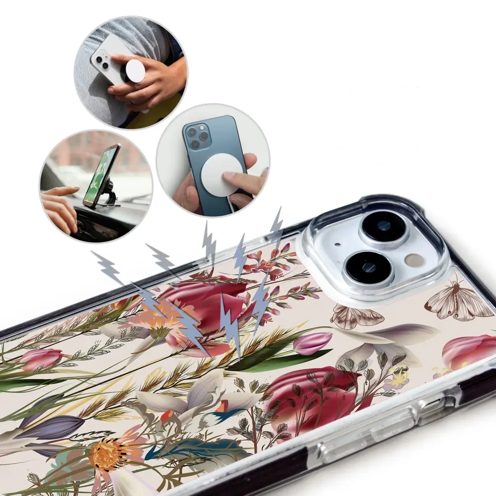 Handyhülle für iPhone 18 Pro Max mit MagSafe, Mobiwear Elite Bumper, Blumenstrauß