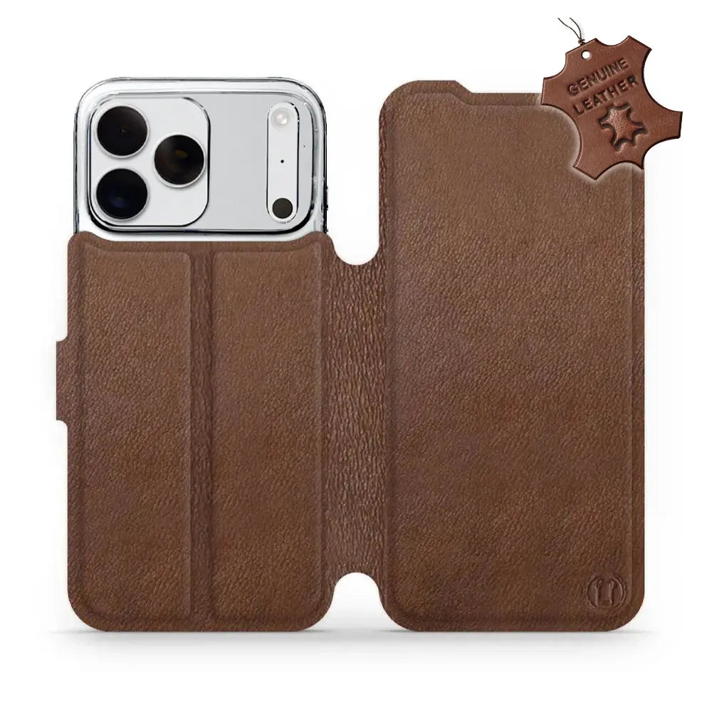 Echtleder Handyhülle für iPhone 18 Pro Max, Mobiwear Leather, Braun