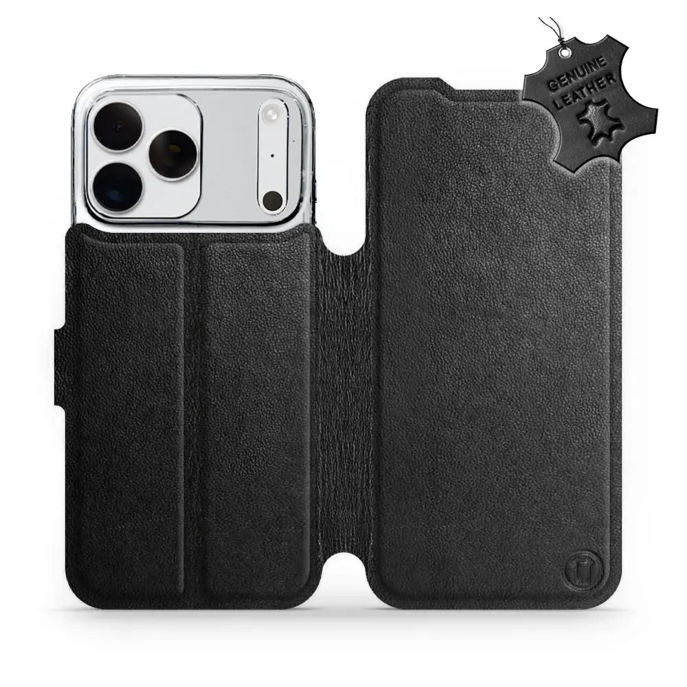 Echtleder Handyhülle für iPhone 18 Pro Max, Mobiwear Leather, Schwarz