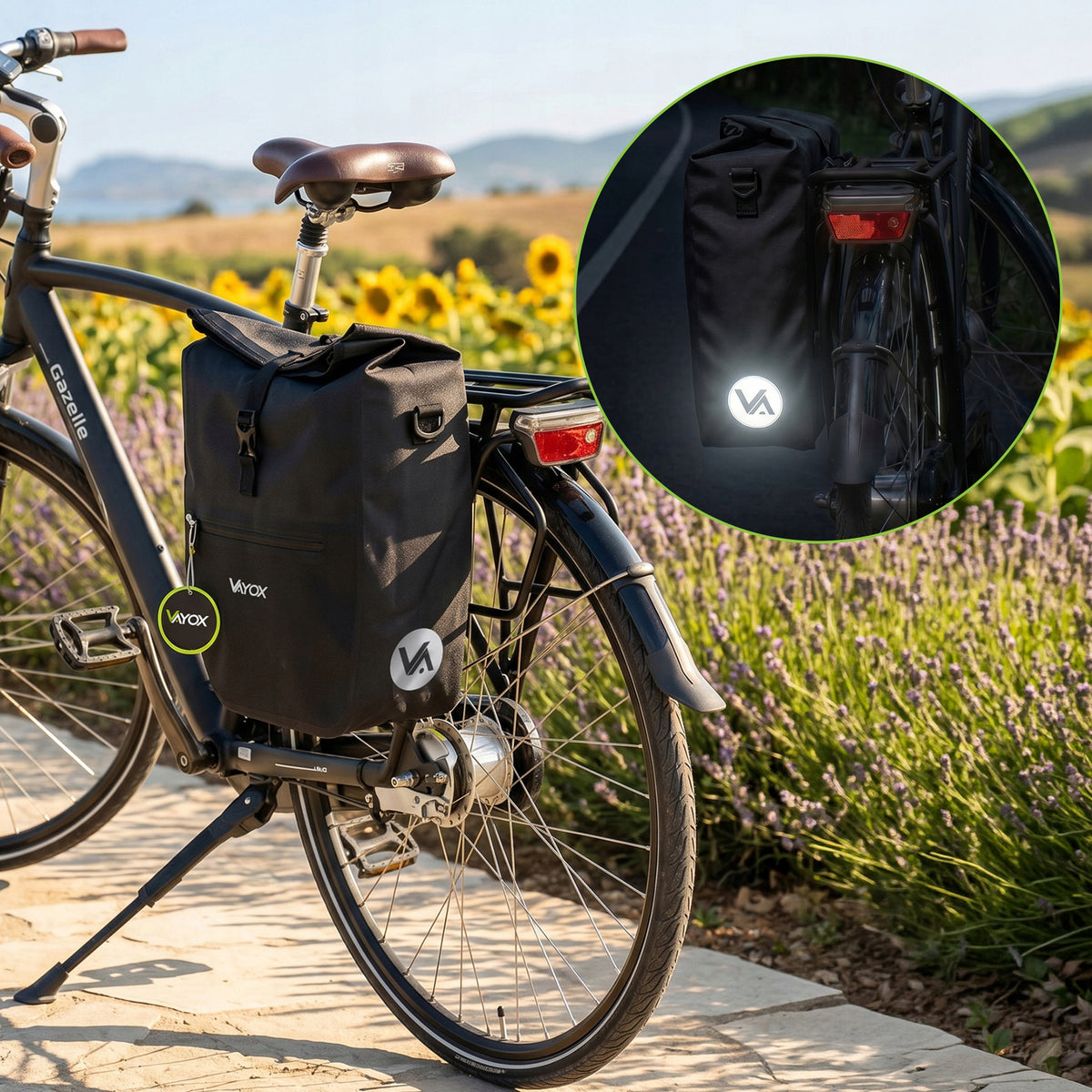 Fahrradtasche für den Gepäckträger, Vayox VA0445B 25L, Schwarz