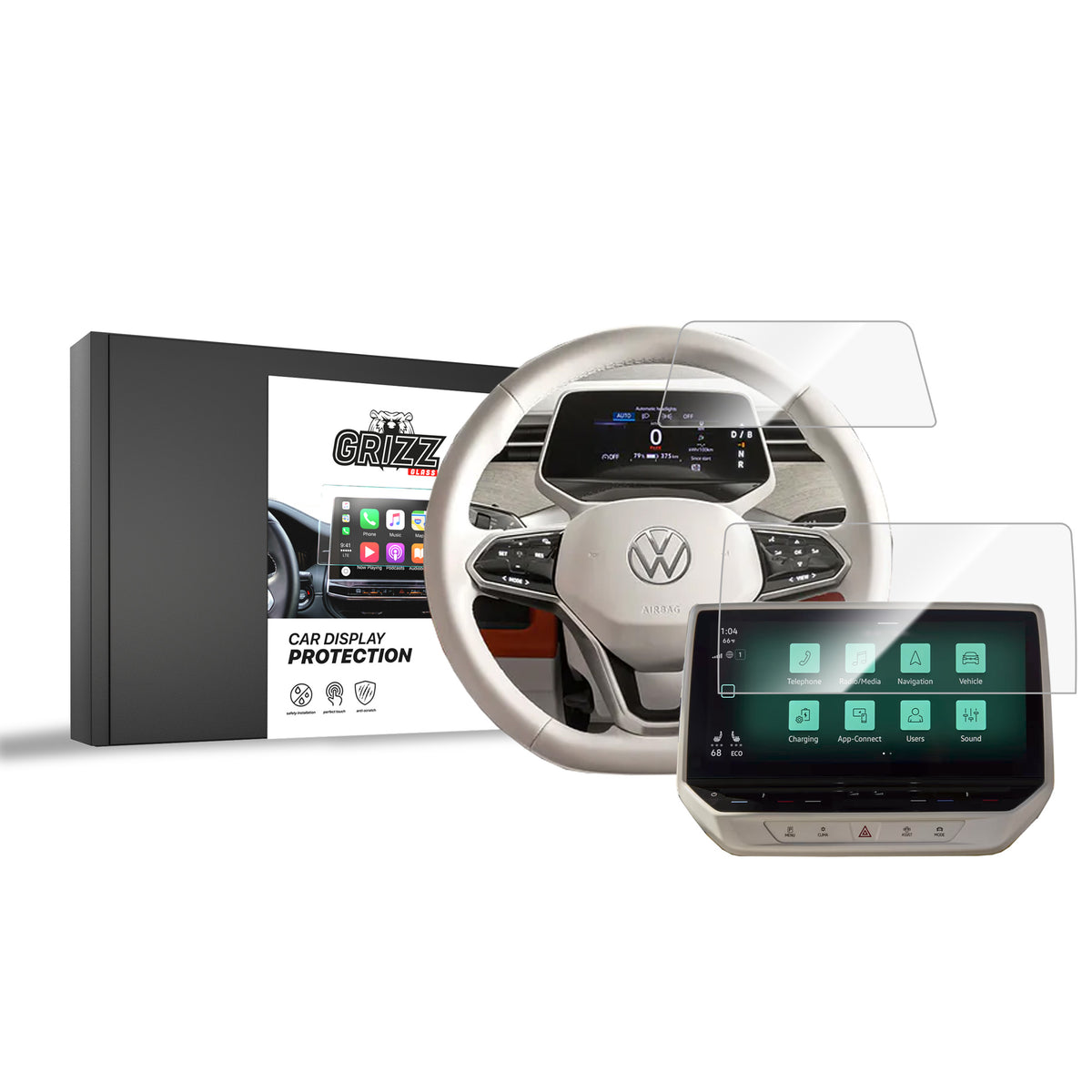 Keramische Autodisplayfolie 2in1 für Volkswagen ID. Buzz 10" (2022-2026), Grizz Protector