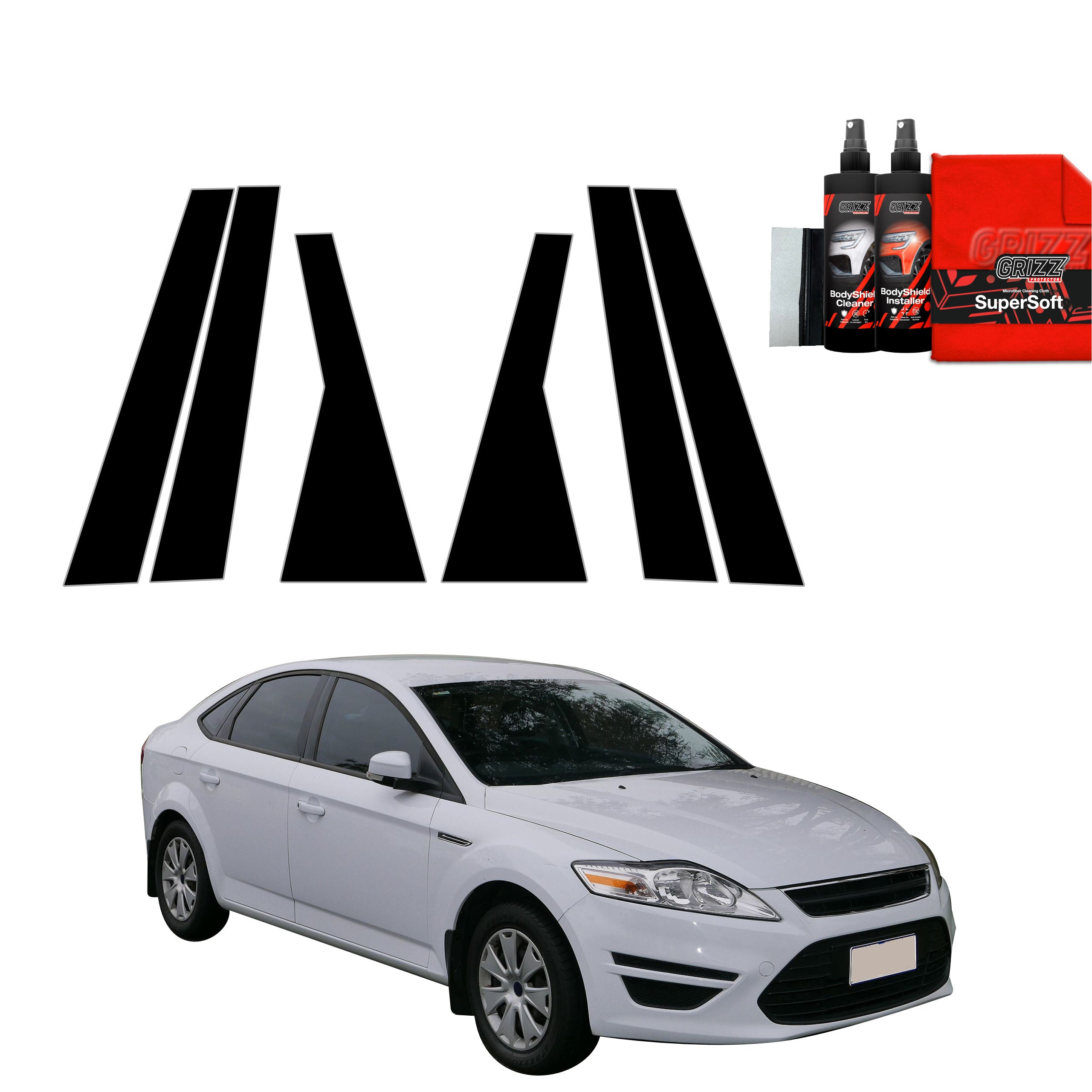 6in1 Schwarze Grizz Protector schutzfolie für B-C-Säule - Ford Mondeo Mk4 (2010-2014)