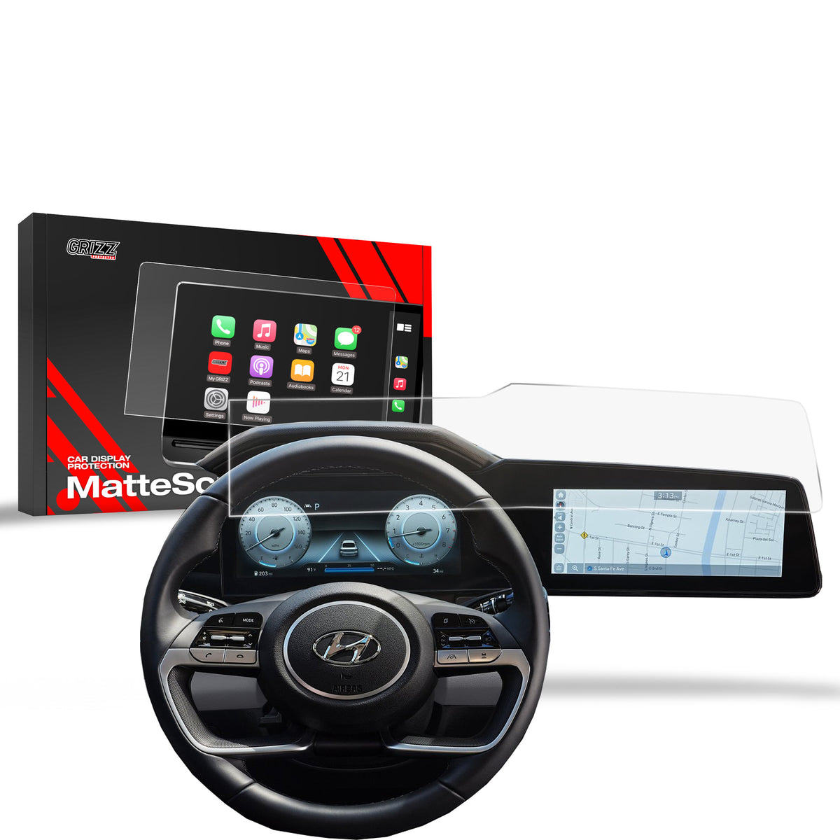 Matte Autodisplayfolie für Hyundai Elantra 10,25" (2020-2026), Grizz Protector