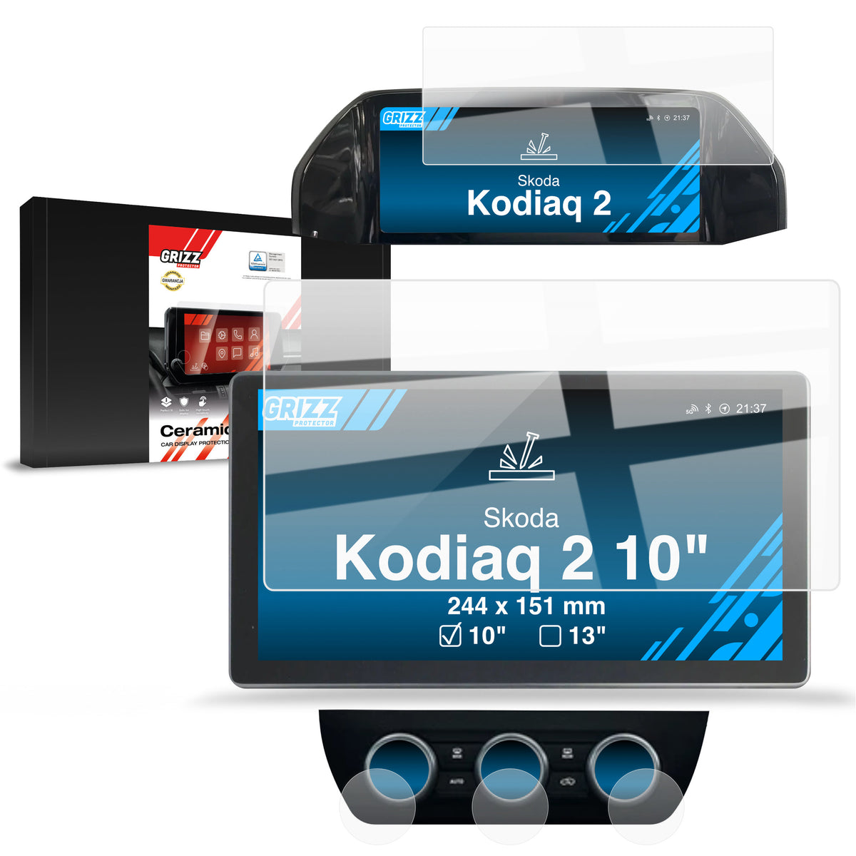 Keramische Autodisplayfolie für Skoda Kodiaq 2 10" (2024-2026), Grizz Protector