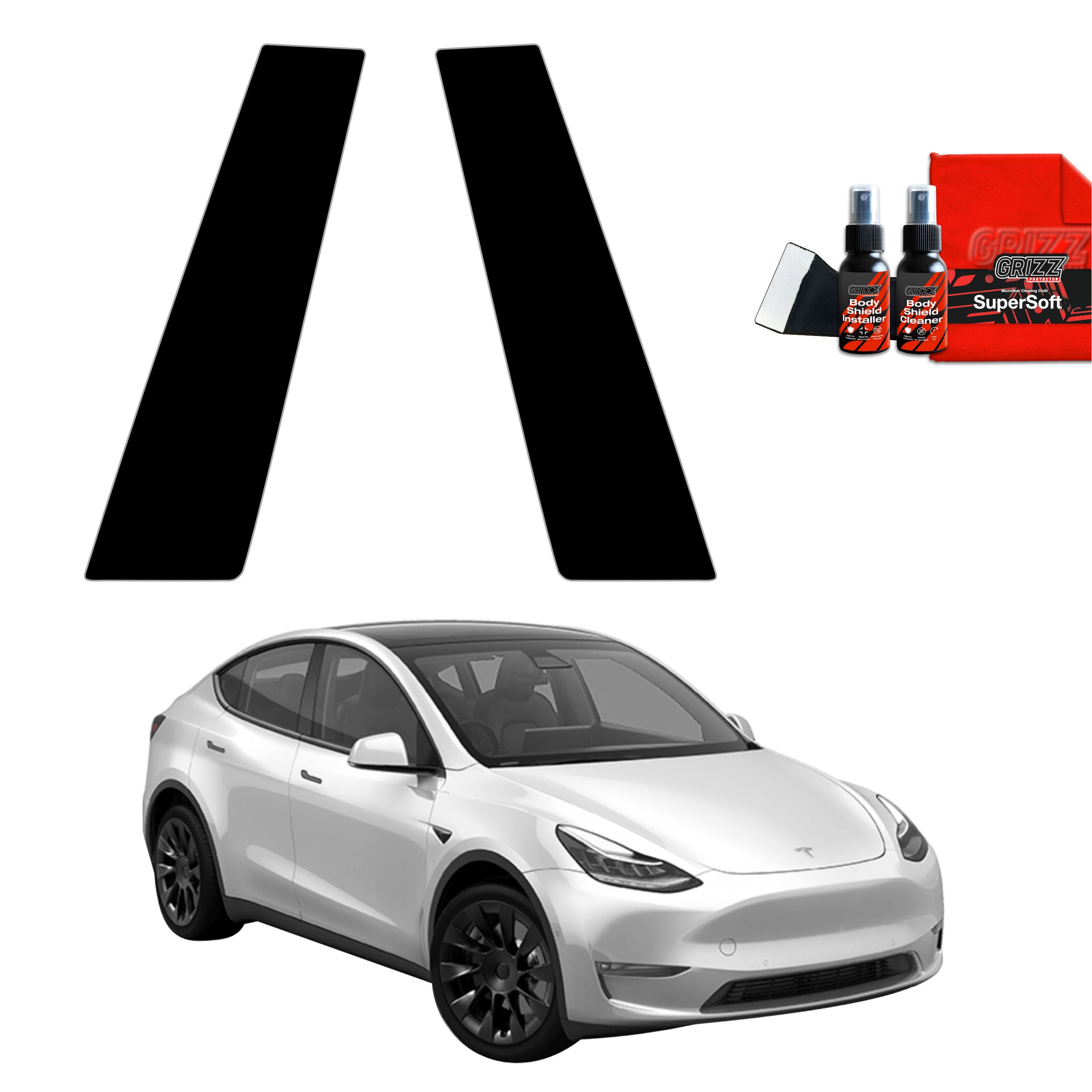2in1 Schwarze Grizz Protector schutzfolie für B-Säule - Tesla Model Y (2020-2024)