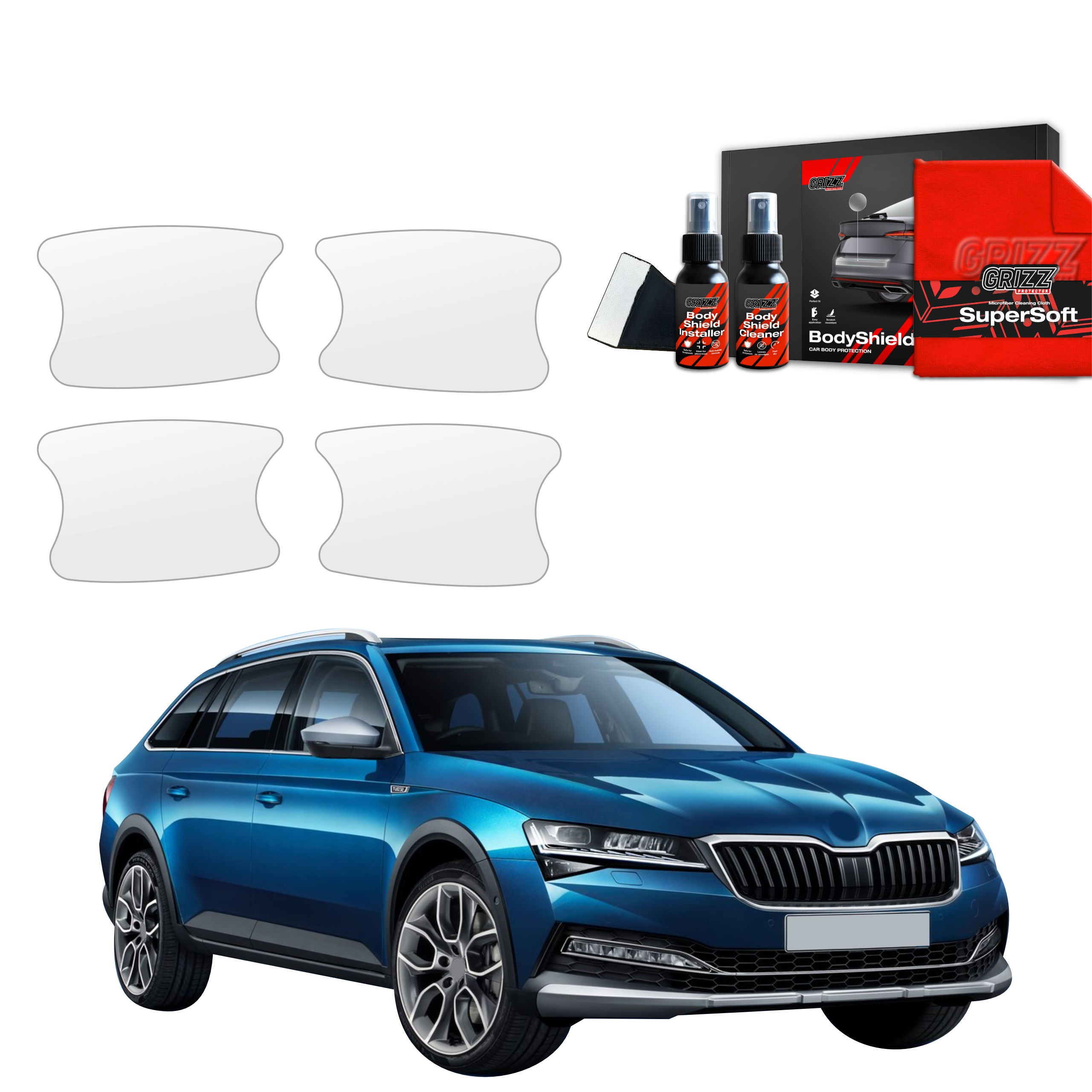 4in1 Schutzfolie Grizz Protector für Türgriffmulden - Skoda Superb 3 Combi (2019- 2023)
