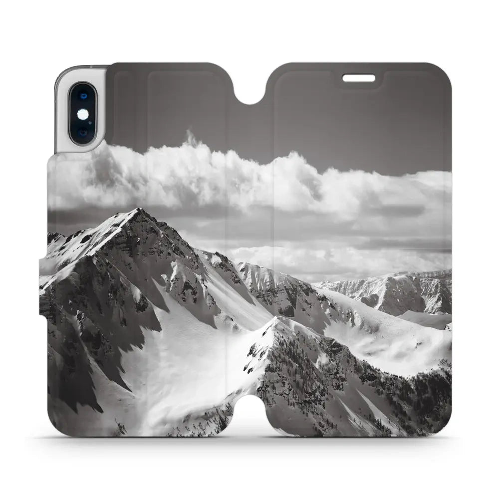 Handyhülle mit klappe für iPhone Xs, Mobiwear Book, Berggipfel