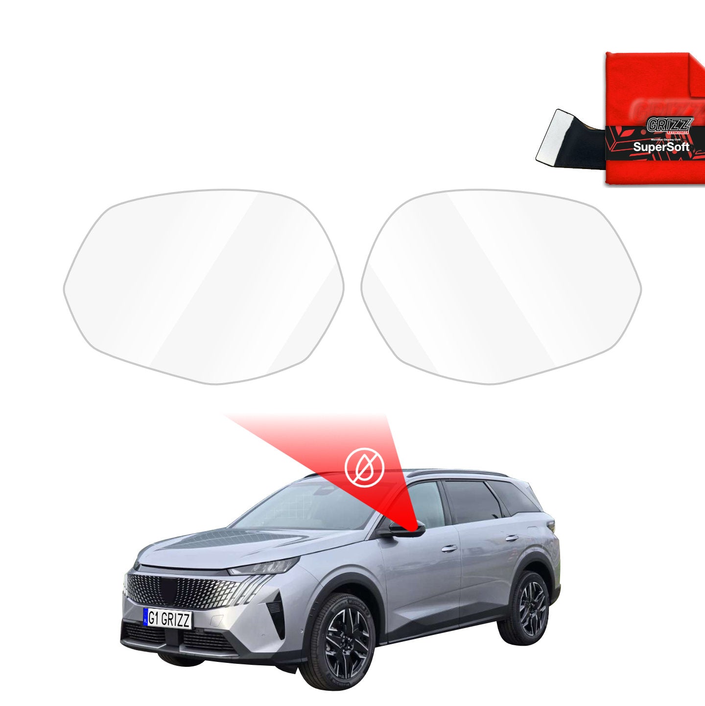 Regenschutzfolie Grizz Protector für Außenspiegel - Peugeot 5008 (2025-2026)