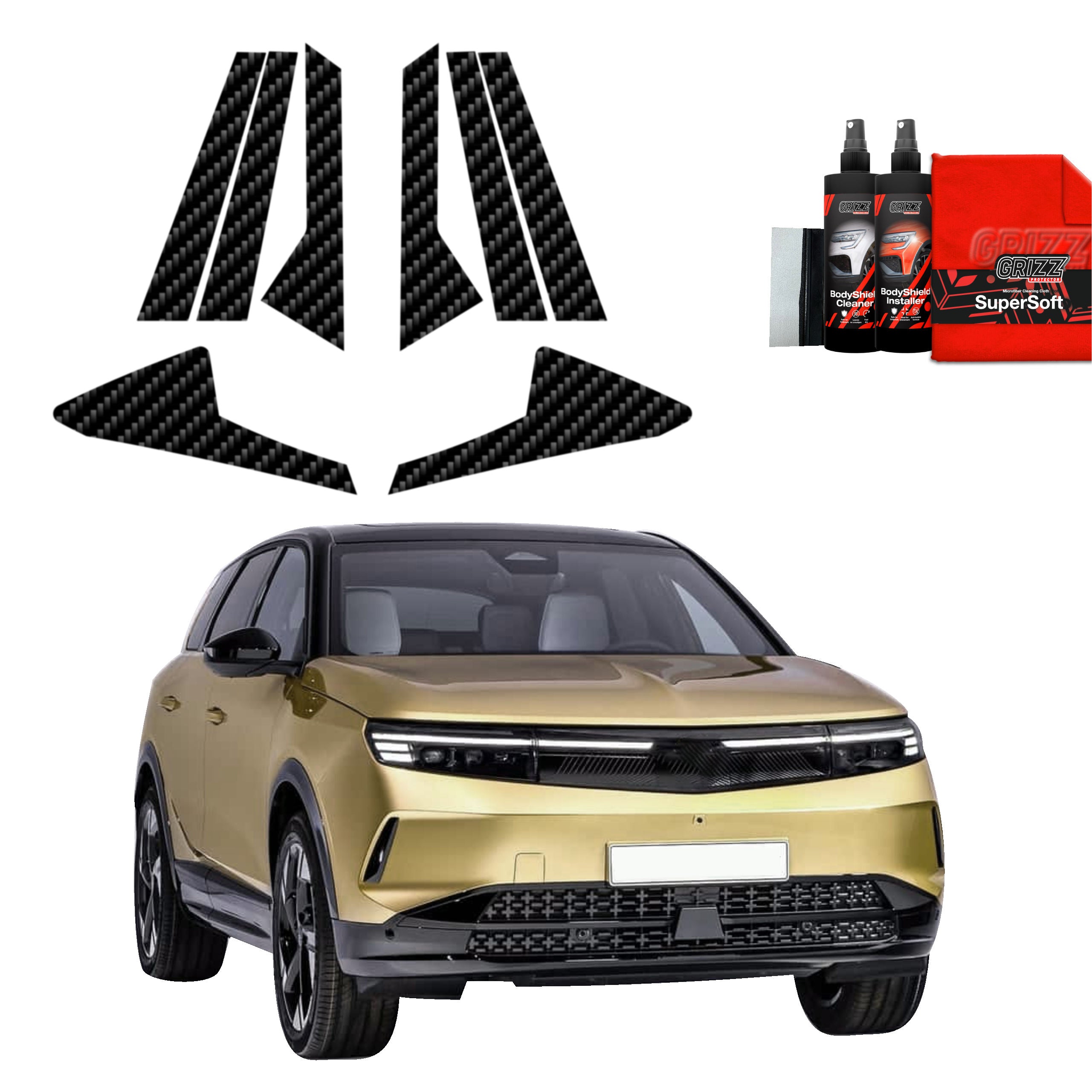 8in1 Kohlenstoff Schutzfolie Grizz Protector für B-C-Säule - Opel Grandland (2025-2026)