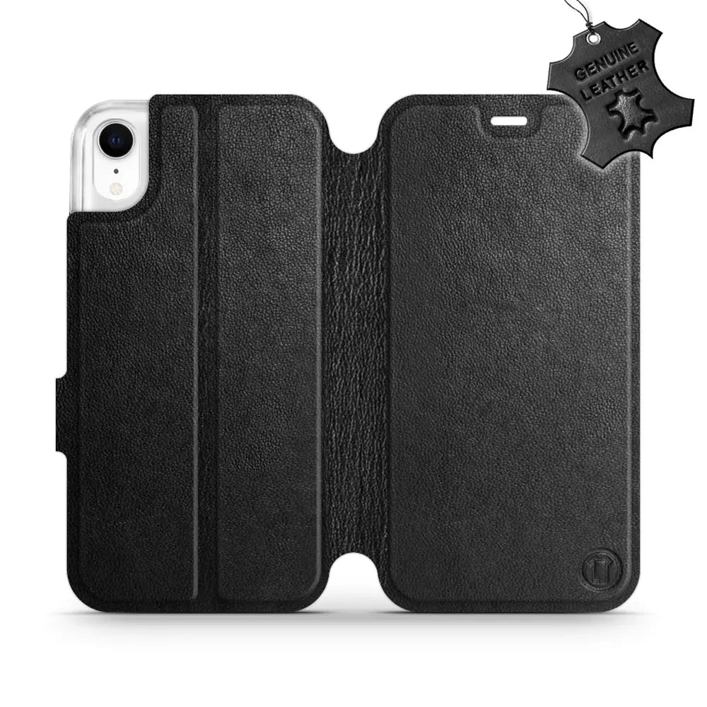 Echtleder Handyhülle für iPhone Xr, Mobiwear Leather, Schwarz
