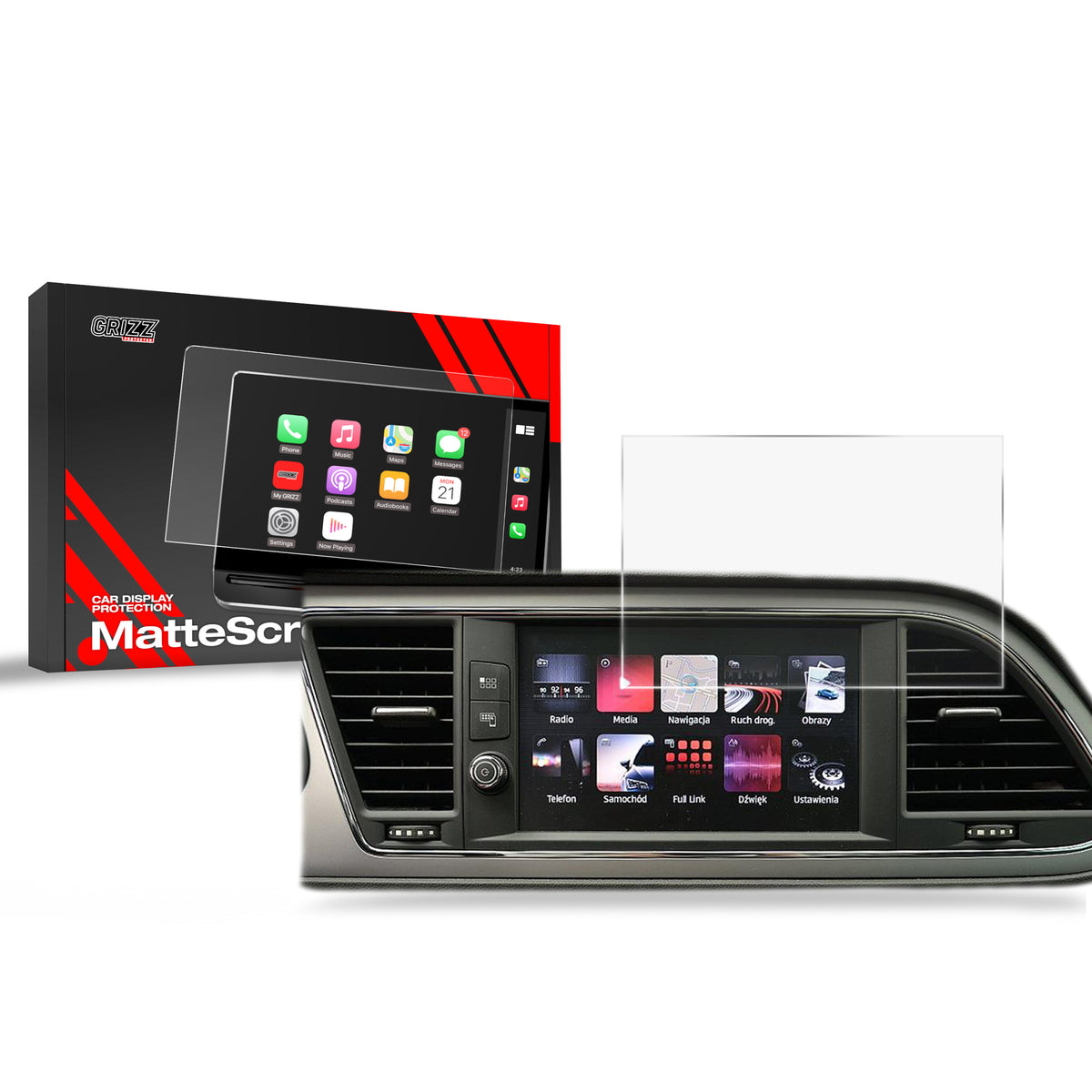 Matte Autodisplayfolie für Seat Leon 3 8" (2017-2020), Grizz Protector