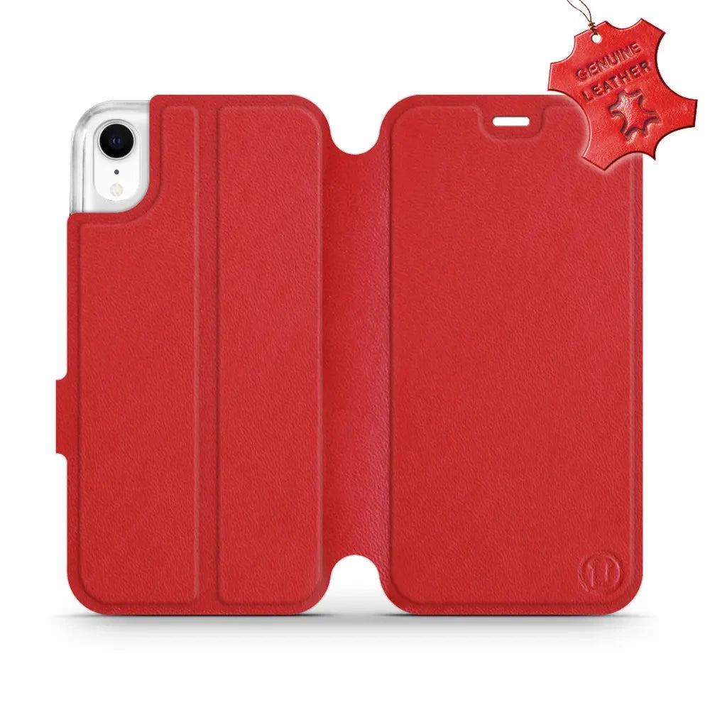 Echtleder Handyhülle für iPhone Xr, Mobiwear Leather, Rot