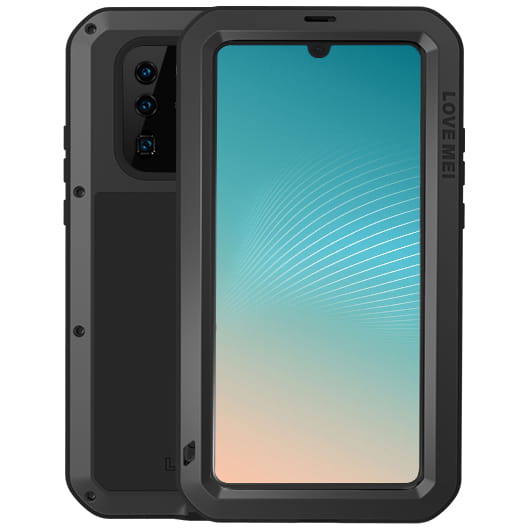 Gepanzerte Handyhülle mit Glas für Huawei P30 Pro, Love Mei Powerful, Schwarz
