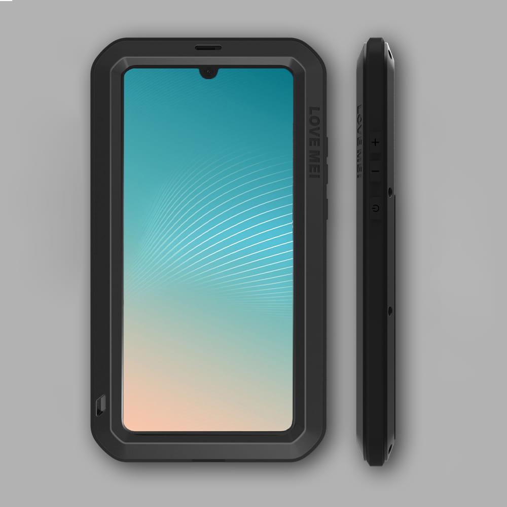 Gepanzerte Handyhülle mit Glas für Huawei P30 Pro, Love Mei Powerful, Schwarz