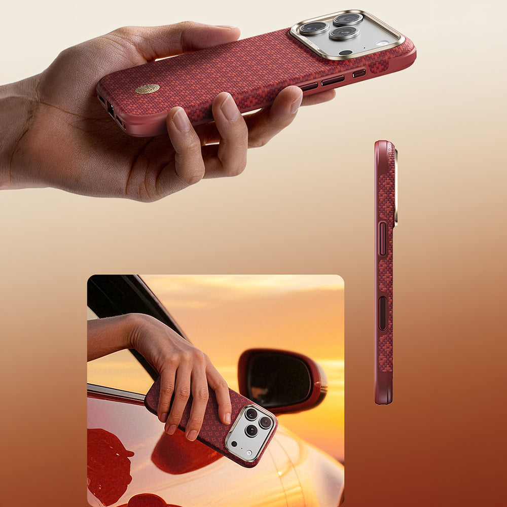 Aramid-Hülle für iPhone 18 Pro Max, Benks ArmorGrid Edge X9 Air Kevlar MagSafe, Rot (7/16)