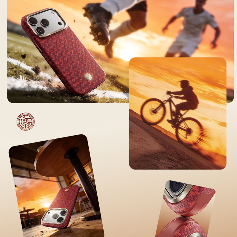 Aramid-Hülle für iPhone 18 Pro Max, Benks ArmorGrid Edge X9 Air Kevlar MagSafe, Rot (9/16)