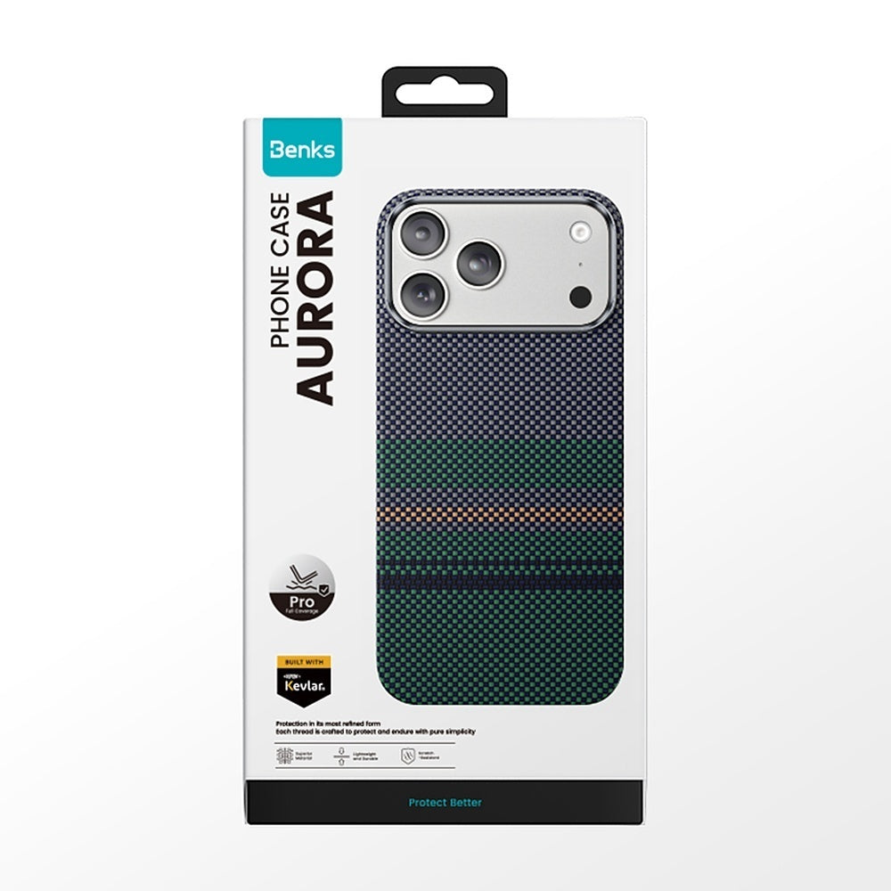 Aramid-Hülle für iPhone 18 Pro, Benks Magnetic Armor Pro Aurora Kevlar 600D MagSafe, Grün (13/13)