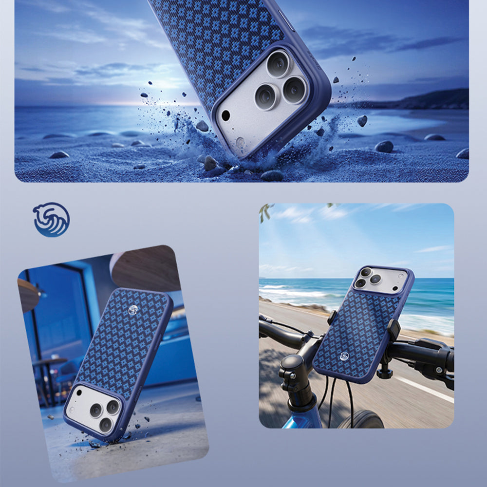 Aramid-Hülle für iPhone 18 Pro Max, Benks Magnetic Armor Air Armor Grid Kevlar Metal Frame 600D MagSafe, Blau (10/12)