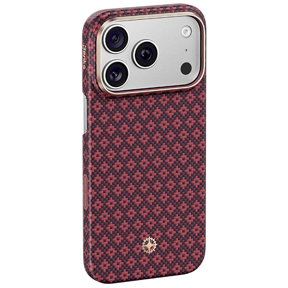 Aramid-Hülle für iPhone 18 Pro, Benks Magnetic Armor Air Armor Grid MagSafe, Burgund (2/14)