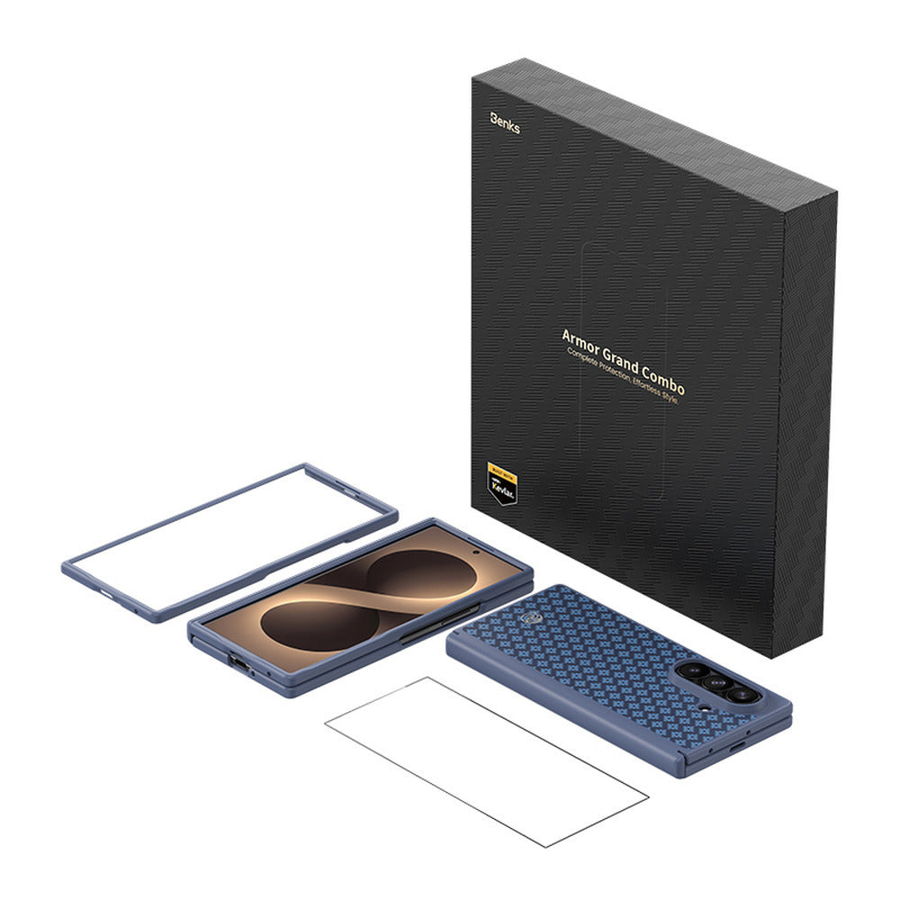 Aramid-Hülle für Samsung Galaxy Z Fold 8 Ultra, Benks Magnetic Armor Grid Pro Grand Combo MagSafe, Blau (14/14)
