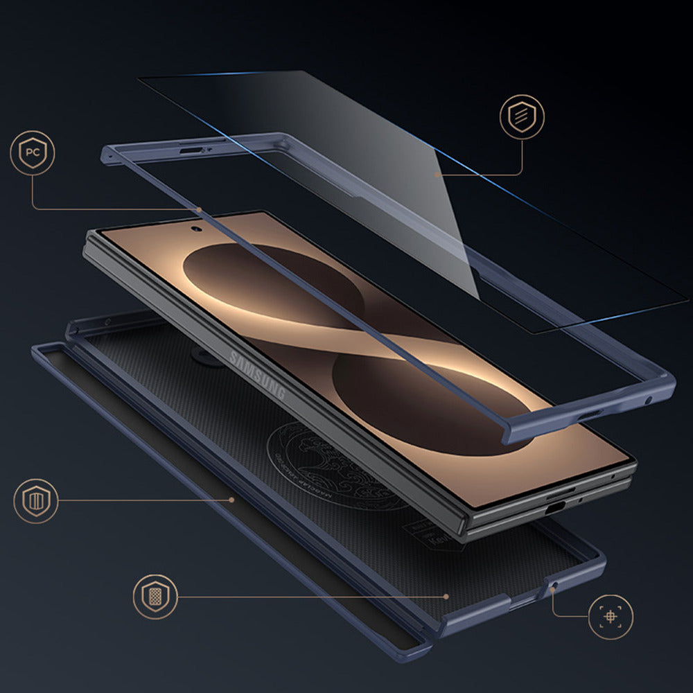 Aramid-Hülle für Samsung Galaxy Z Fold 8 Ultra, Benks Magnetic Armor Grid Pro Grand Combo MagSafe, Blau (7/14)