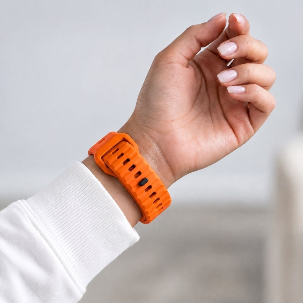 Armband für Apple Watch 49/46/45/44 mm, Tech-Protect Silicone Line, Orange (6/9)
